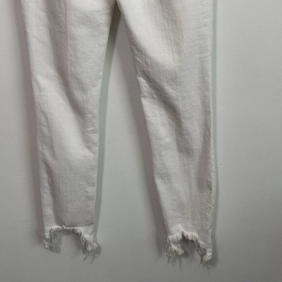 L’AGENCE High Line Skinny Jeans 25 White Ripped Raw Hem Sexy Designer Distressed - Picture 6 of 9